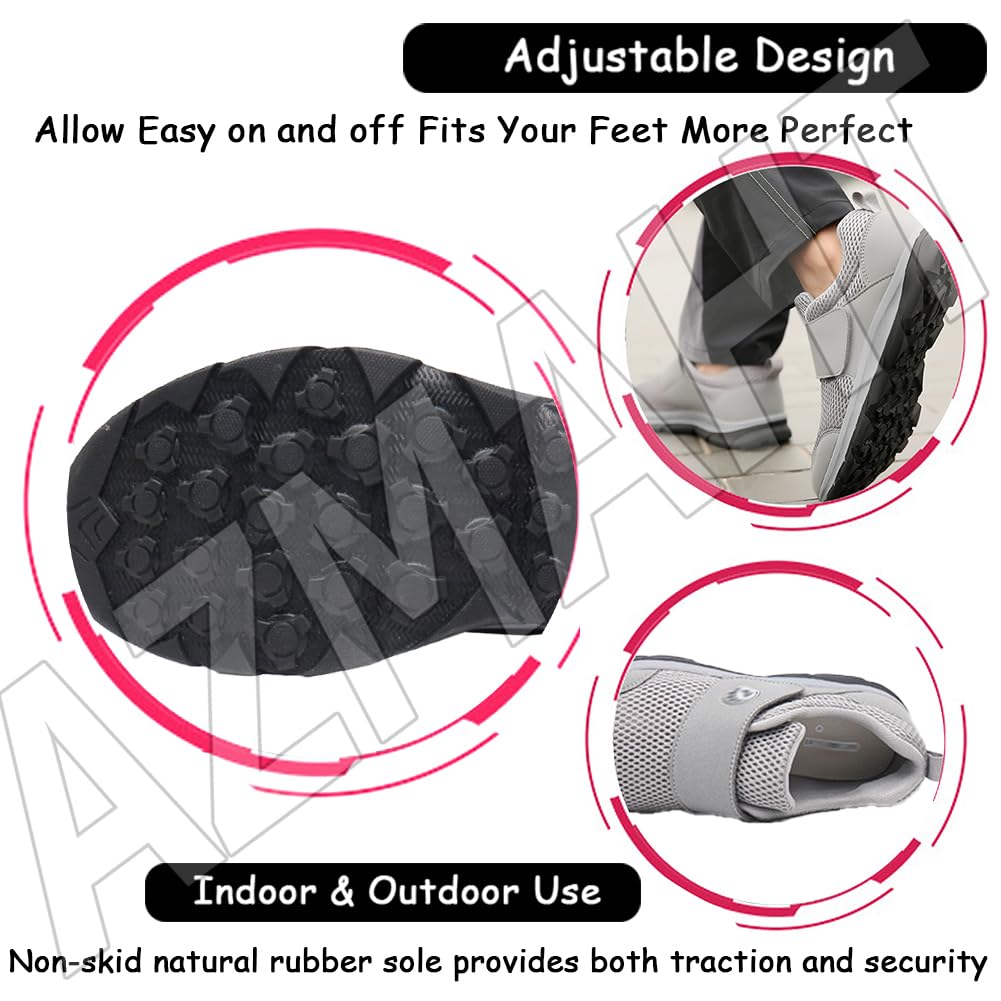 Zapatos ortopédicos Deportivos para Caminar Mujer Ancho Especial Diabéticos Gris 44 270mm