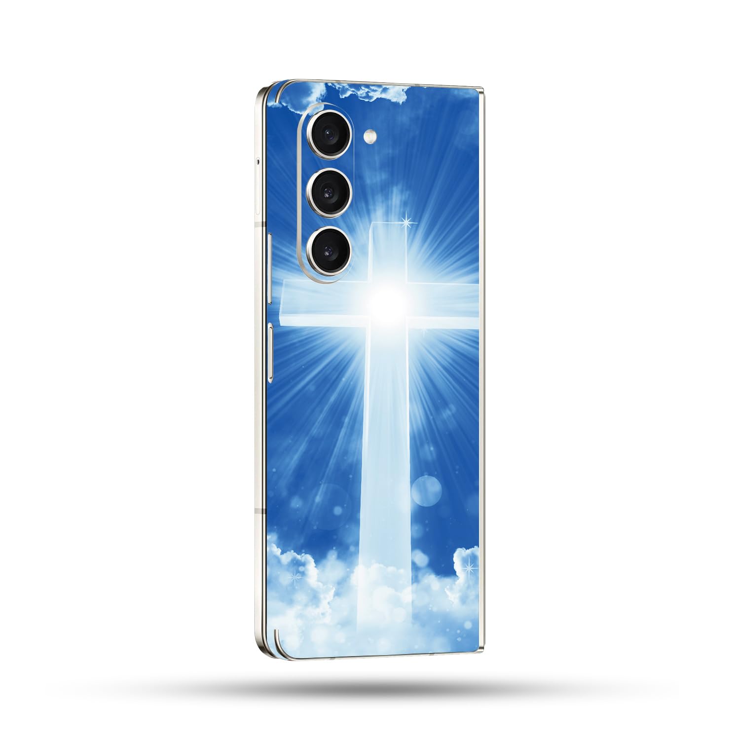 MightySkins Skin Compatible with Samsung Galaxy Z Fold 5 Full Wrap - Faith Clouds | Protective, Durable, and Unique Vinyl Decal wrap Cover | Easy to Apply, Remove, and Change Styles | Made in The USA