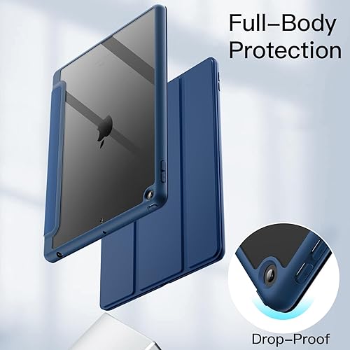 Miniatura 4 de JETech Funda para iPad de 10.2 pulgadas (987 generación, 202120202019) con soporte para lápices, carcasa trasera transparente, soporte delgado, a