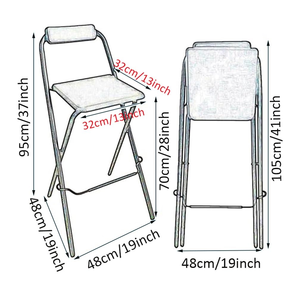 Seggiolone Pieghevole da Cucina per Colazione, Sgabello da Bar Sgabello Seggiolone Compatto Portatile (Color : Natural+White, Size : 70cm/28inch)