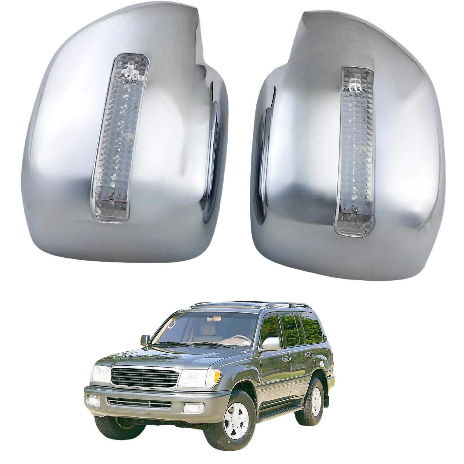 PAPEP Door Mirror Cover Caps for Toyota Land Cruiser FJ100 1998-2007, Left Right Side Wing Rearview Mirror Cover Lid 2 Pieces Exterior Styling Accessory,Plating