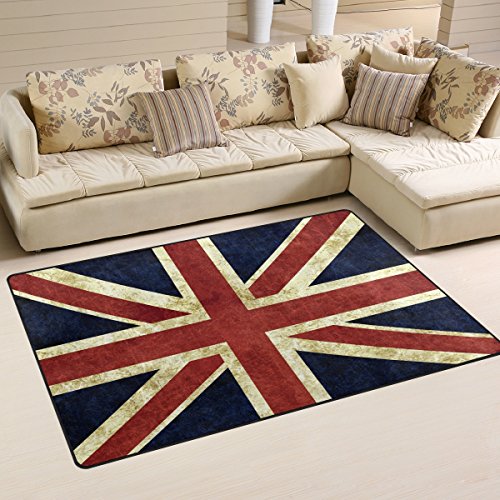 Use7 Tapis de sol antidérapant vintage Union Jack pour salon, chambre à coucher, 100 x 150 cm
