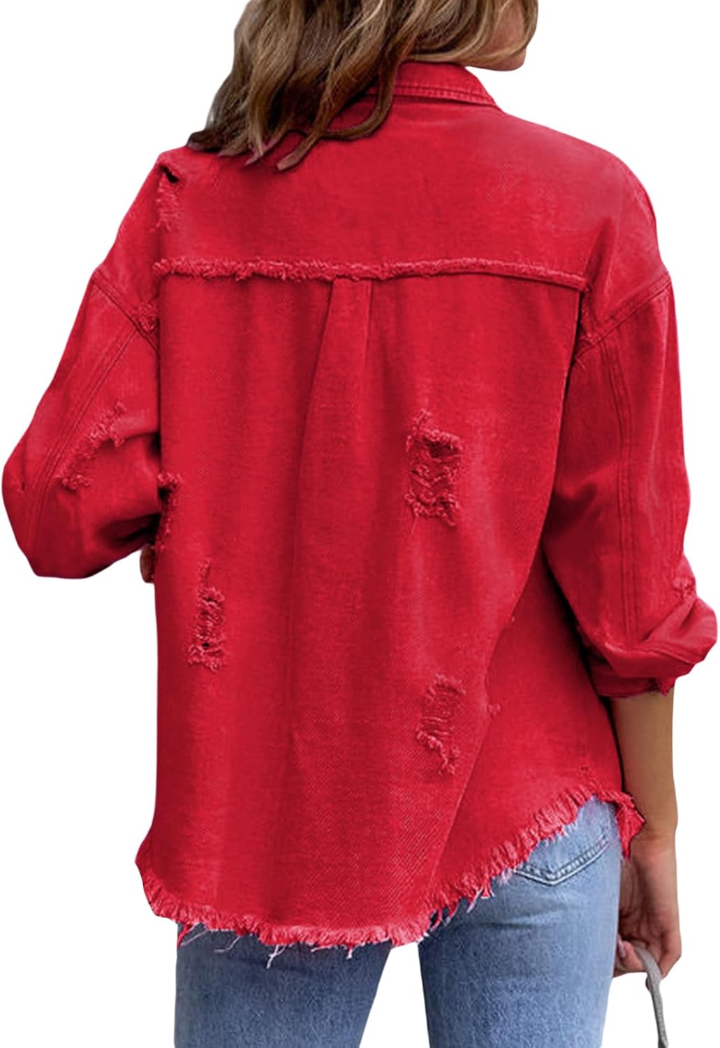 Women Y2K Ripped Distressed Denim Jacket Long Sleeve Kuwait Ubuy