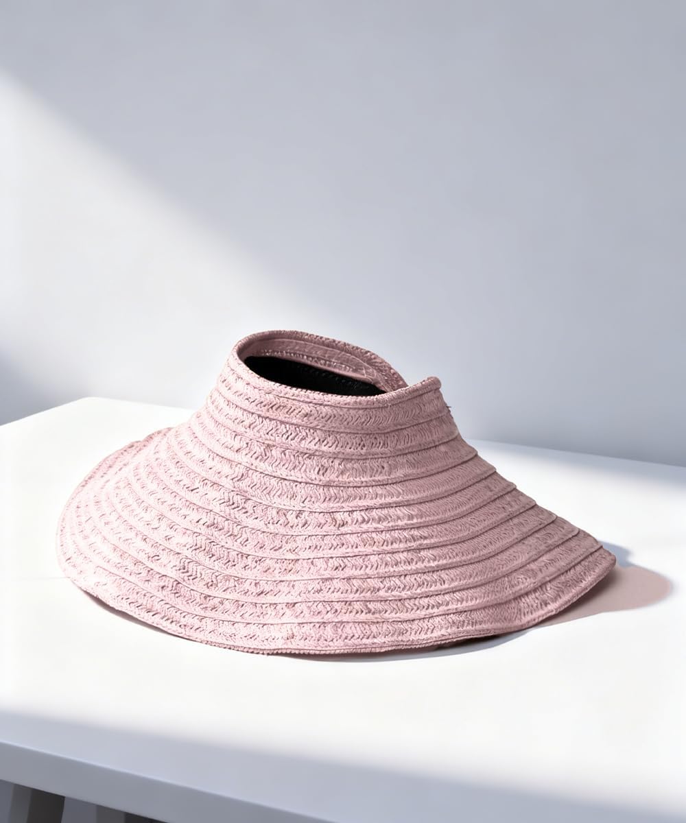 Wide Brim Foldable Straw Visor Hat for Women,UV Protection Packable Sun Hat for Travel,Outdoor - Image 6