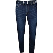 Firetrap Mens Straight Leg Jeans Denim Classic Casual Pants Work Trousers Multi Pockets with Free Belt