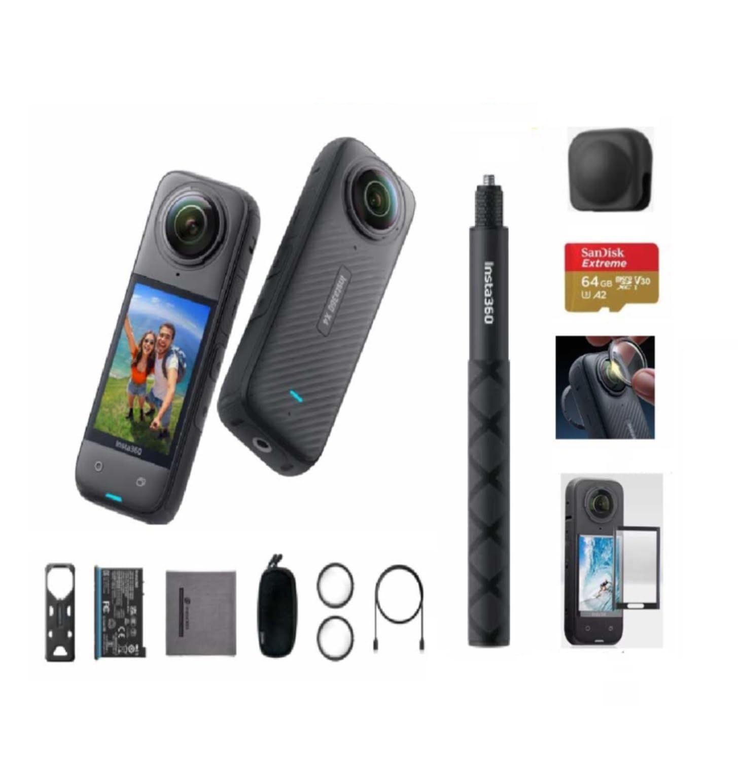 Amazon | Insta360 X4スタンダードⅡ本体＋黒自撮り棒114cm+純正 