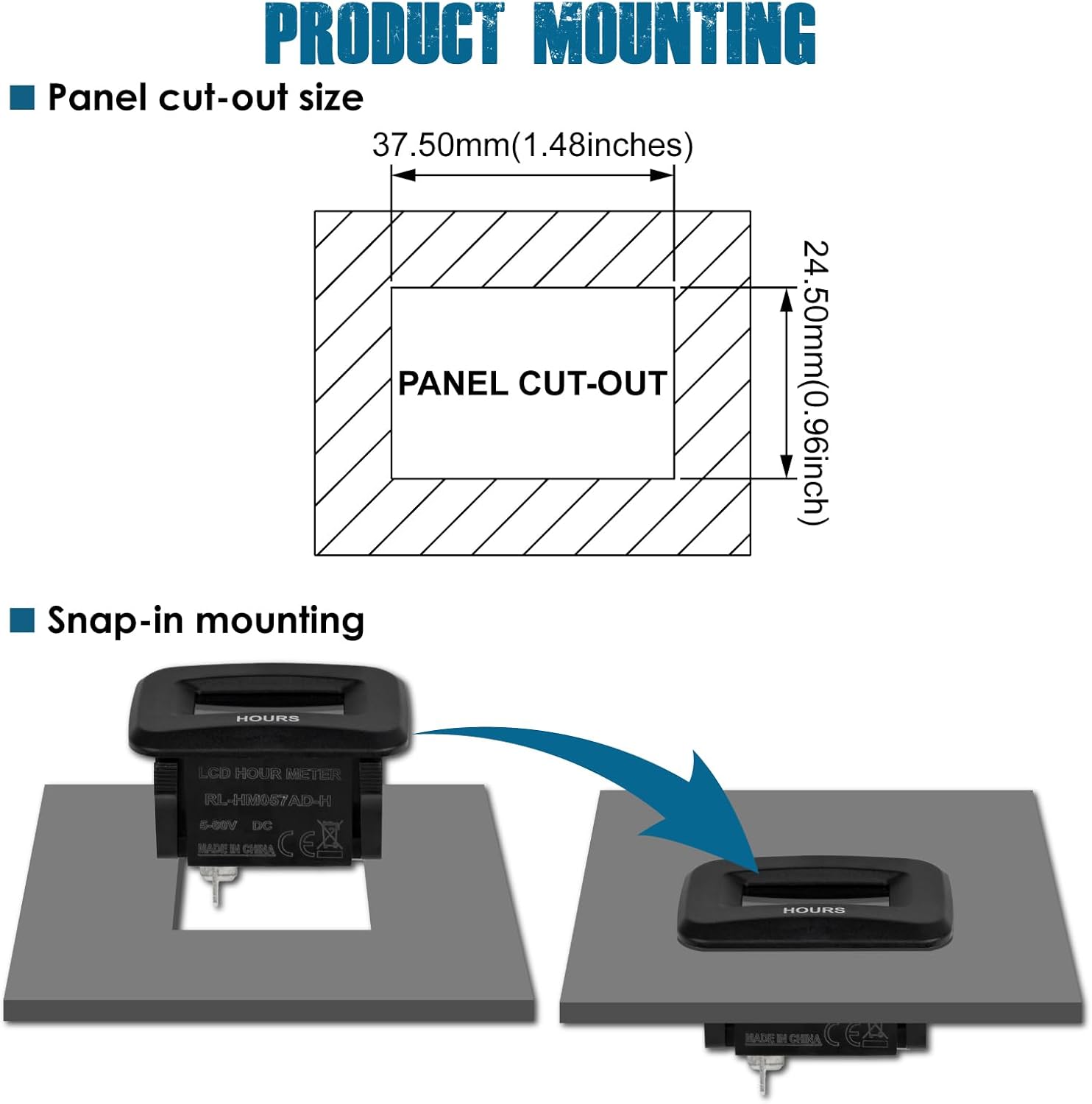 2 Pieces Runleader Digital Hour Meter,DC 5V to 60V for Riding Lawn Mower Tractor Golf Cart Forklift RV Motorhome Milling Machine etc.(2)