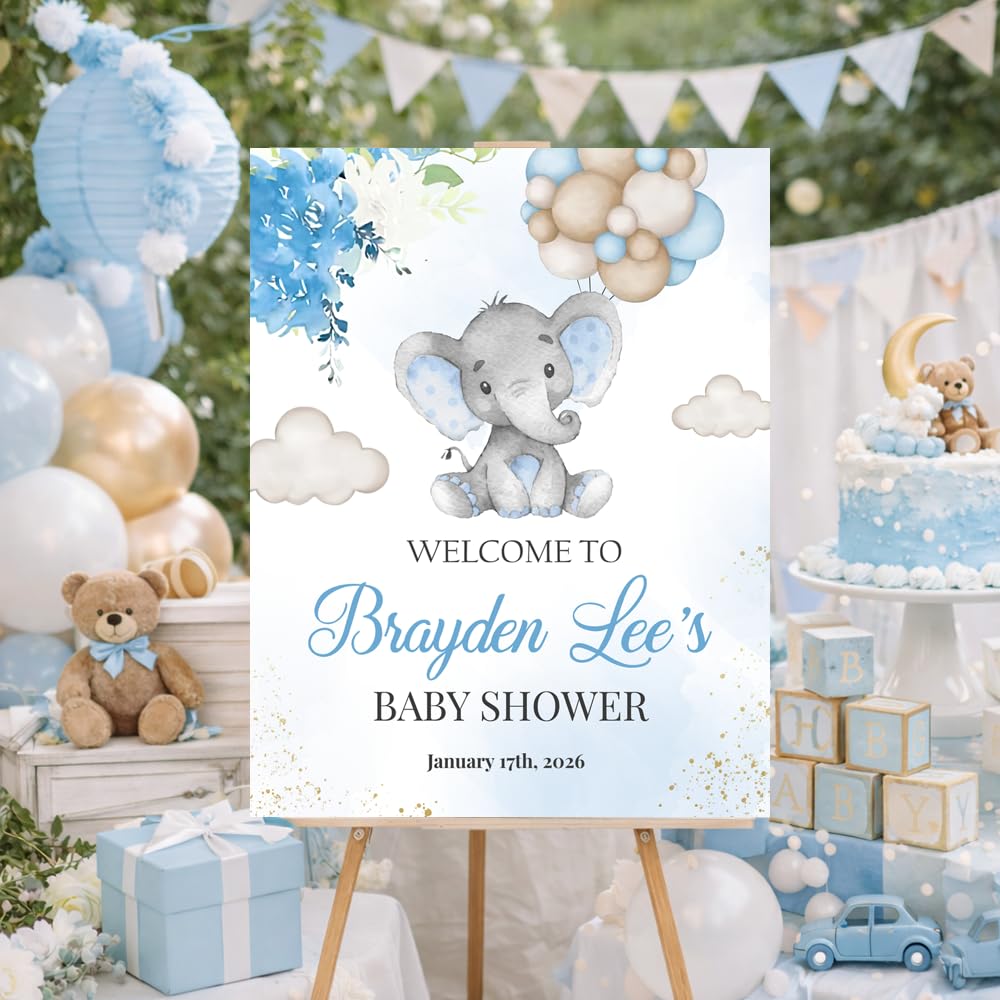 Personalized Baby Shower Welcome Sign,Teddy Bear Baby Shower Welcome Sign, Custom Teddy Bear Poster in Pink or Blue, Cute Yard or Table Decoration for