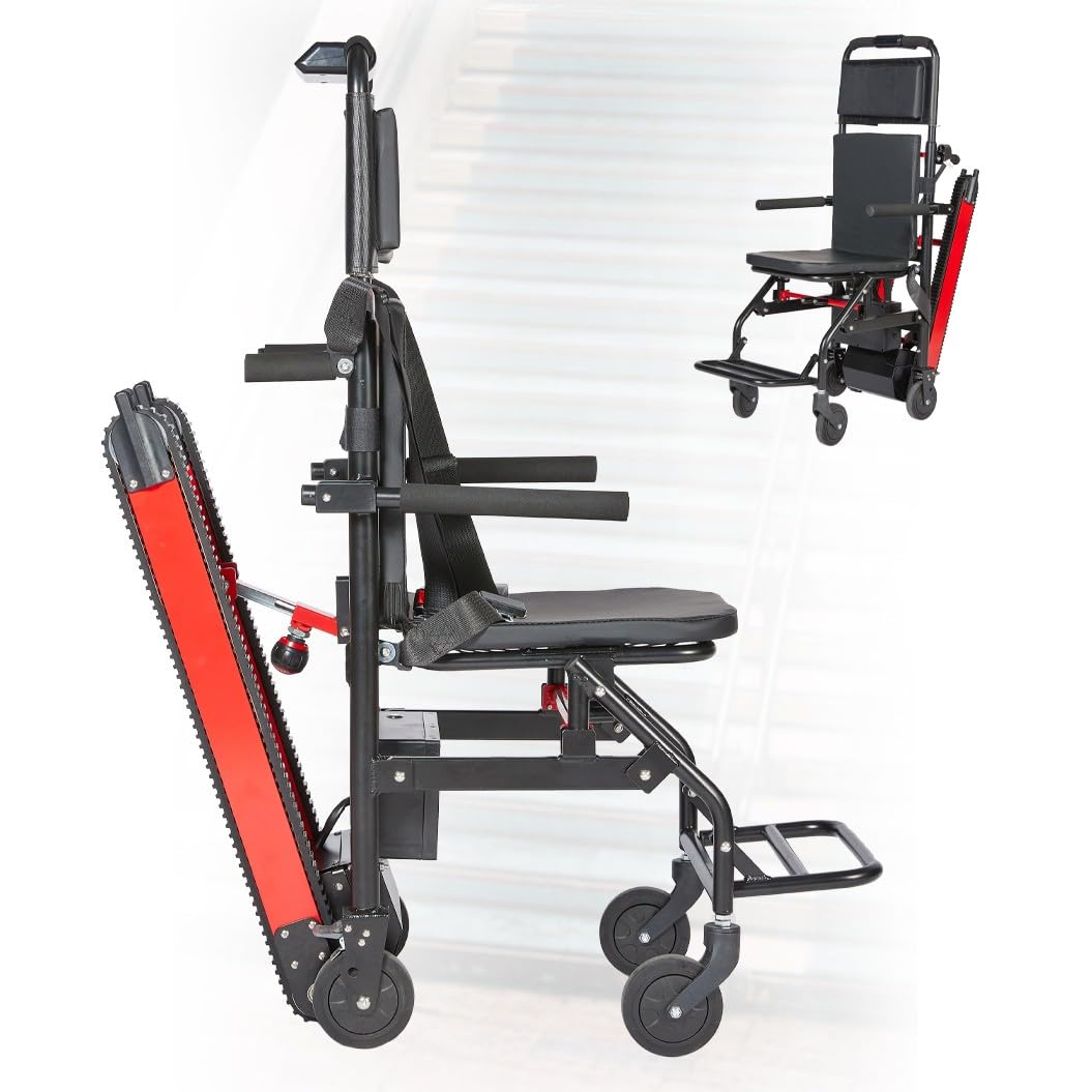 Electric Climbing Stairs on Crawlers,Electric Climbing Stairs with Hand Truck,Wheelchair for Climbing Stairs for Elderly Patients,Safe Load 165kg/373 Lbs A