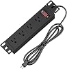 10 Inch Rack Power Distribution Unit, 1U (4 Outlets) 10 Inch Mini Rack, with Protection (125V/15A Cord, 6 Feet) Power Strip for
