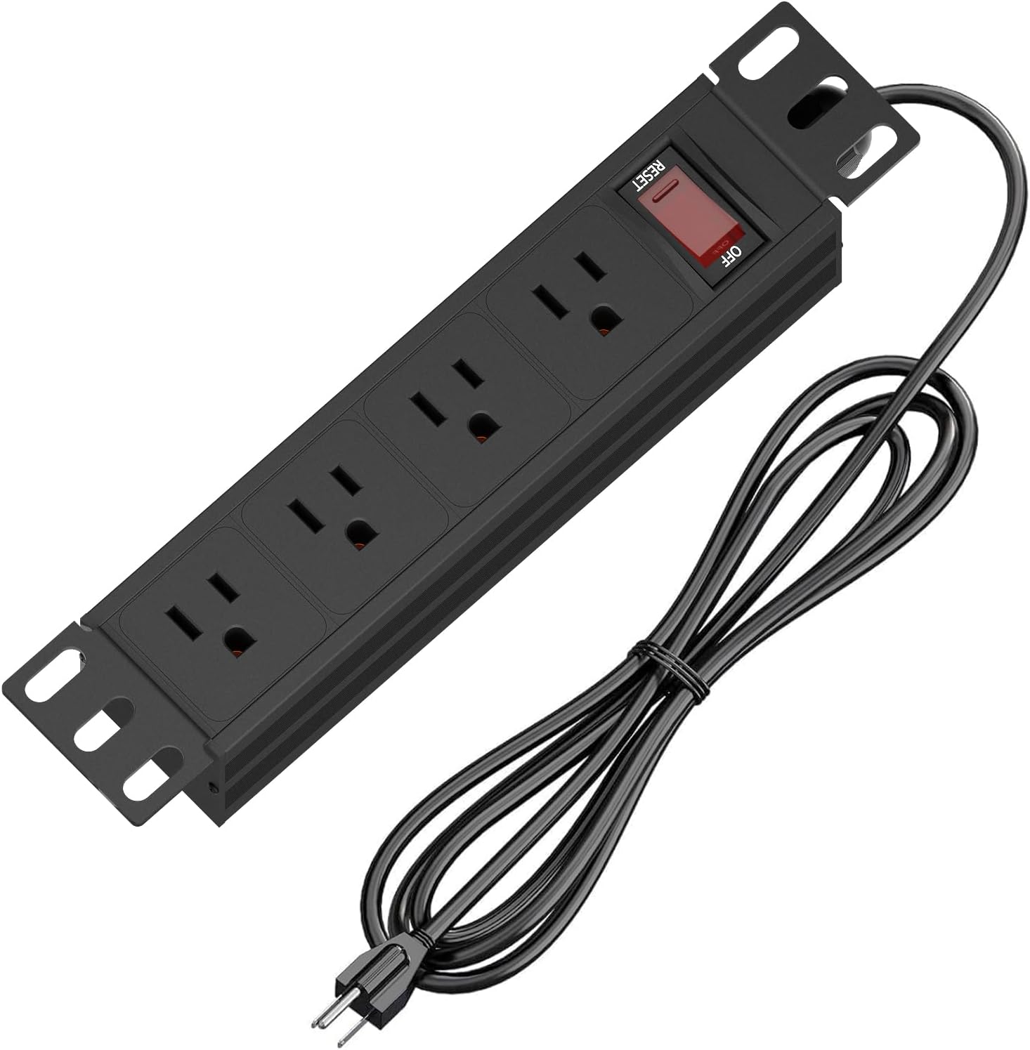 10" Rack PDU- 1U (4Outlets) 10-inch Mini Rack Power Distribution Unit with Protection (125V/15A 6ft Cable), Network Cabinet Rack Mount Power Strip (Wall, Desktop, or Server Rack Mountable)