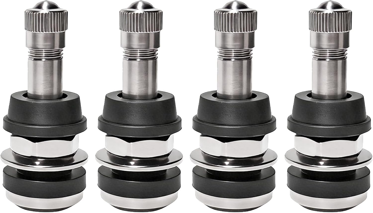 4 PCS TR416 Metal Valve Stems, 1-1/2" Long High Pressure Clamp-in Valve Stem for Tubeless Tires, Outer Mount Auto Tire Valves Fits 0.453" & 0.625" Rim Holes, Car Accessories