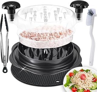 Large Chicken Shredder Tool Twist Equipped with Middle Tray, Including 1 x Anti-slip Silicone Mat, 1x Kitchen Tongs and 1x Cleaning Brush, Suitable for Pork Beef‬ Chicken‬ Breast (Black)
