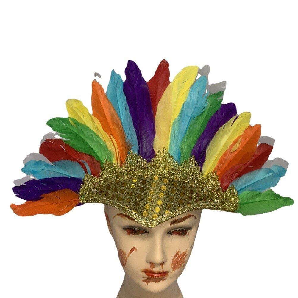Sanfly Indian Feather Hat Carnival Party Feather Headband Colorful Feather Headband for Indian Feathers Theme Party Carnival Decor