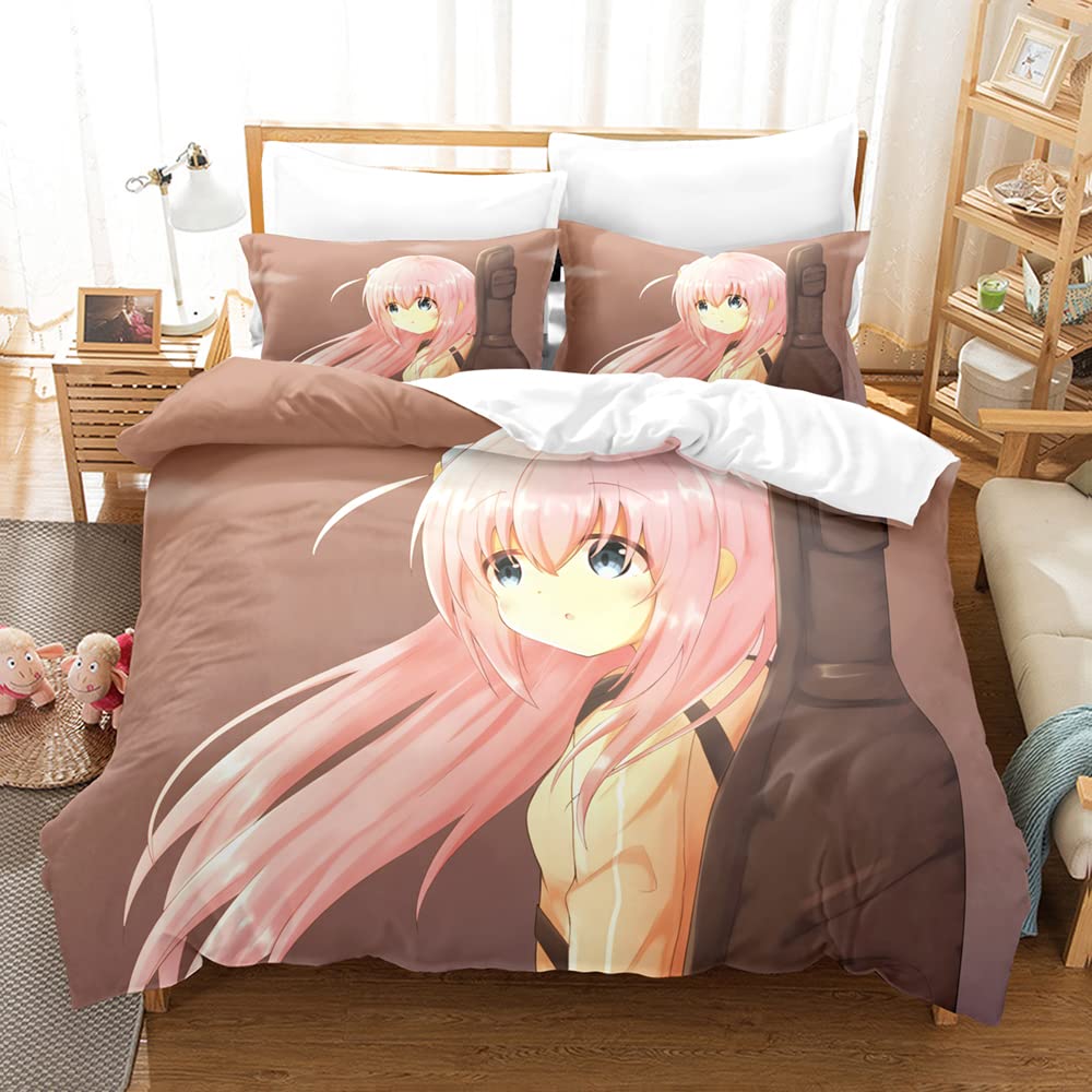 Duvet Cover for Teens Adults BOCCHI THE ROCK! Bedding Set with 2 Pillowcases Duvet Cover Set with Zipper Closure (200x200cm(Double),Rock 04)