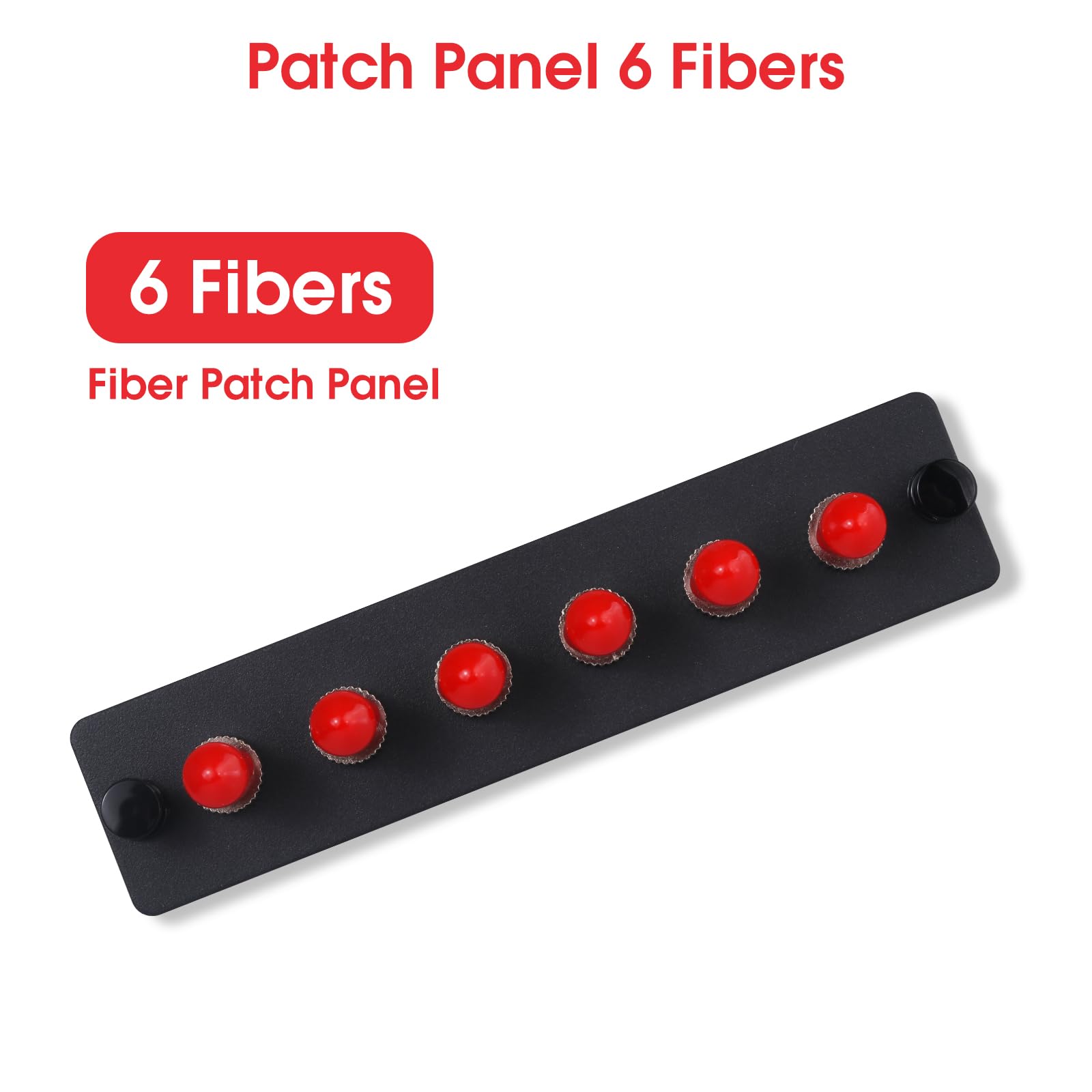 Lot de 2 panneaux de brassage Simplex ST en fibre avec adaptateurs Simplex monomode rouge ST 6 ports fibre