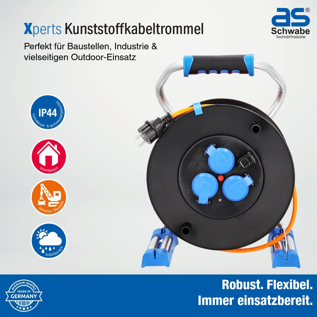 as - Schwabe Xperts Kabeltrommel 50 m H07BQ-F 3G1,5, IP44 Außenbereich