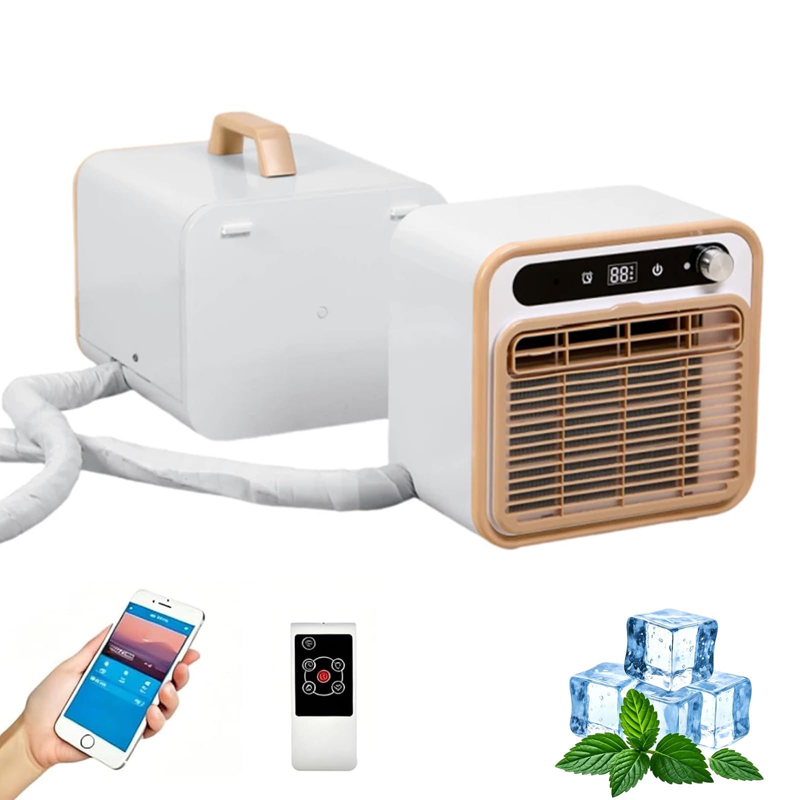 Przenośny Klimatyzator Typu Split, Cichy Model Kempingowy 5000 BTU Z Wi-fi I Pilotem, Timer 12h, Przepływ Powietrza 130 m³/h – Inteligentne Chłodzenie Do Kampera, Przyczepy Kempi 1.5M-connecting-pipe