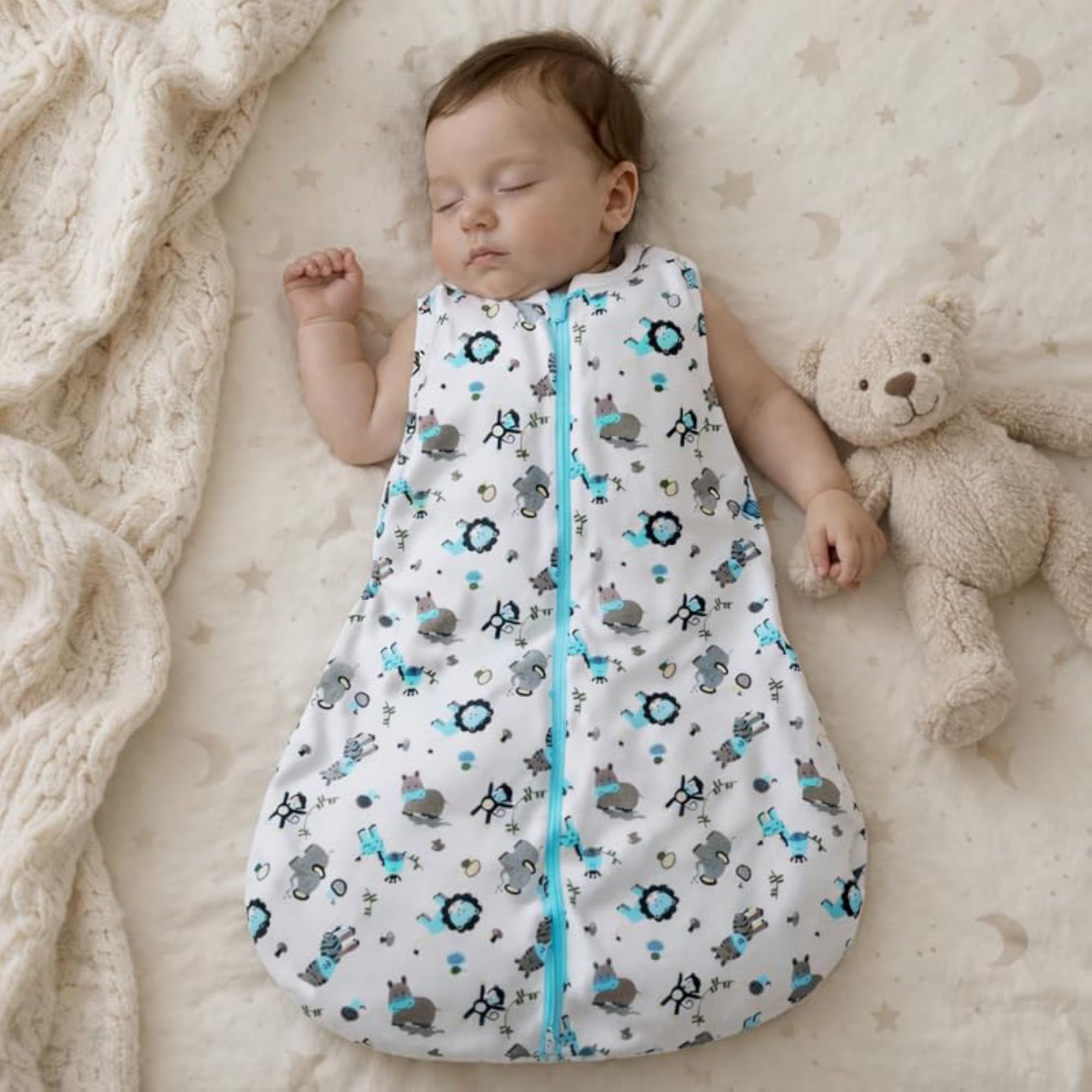 Muslin Baby Sleep Sack, Zoo Print