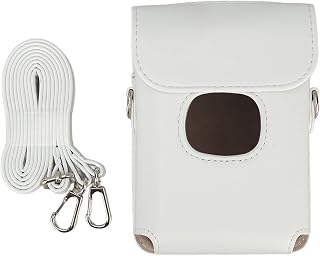 NYSUZHOUJI Tapa Protectora de cámara instantánea portátil con Bolso de cámara de Cuero PU para Correa para el Hombro para Mini Link 2 (Blanco)