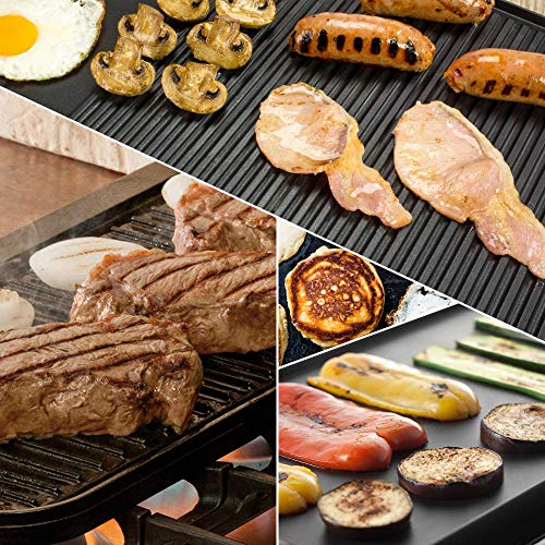 image for HeroFiber Cast Iron Reversible Grill/Griddle Set with Press, Scraper &