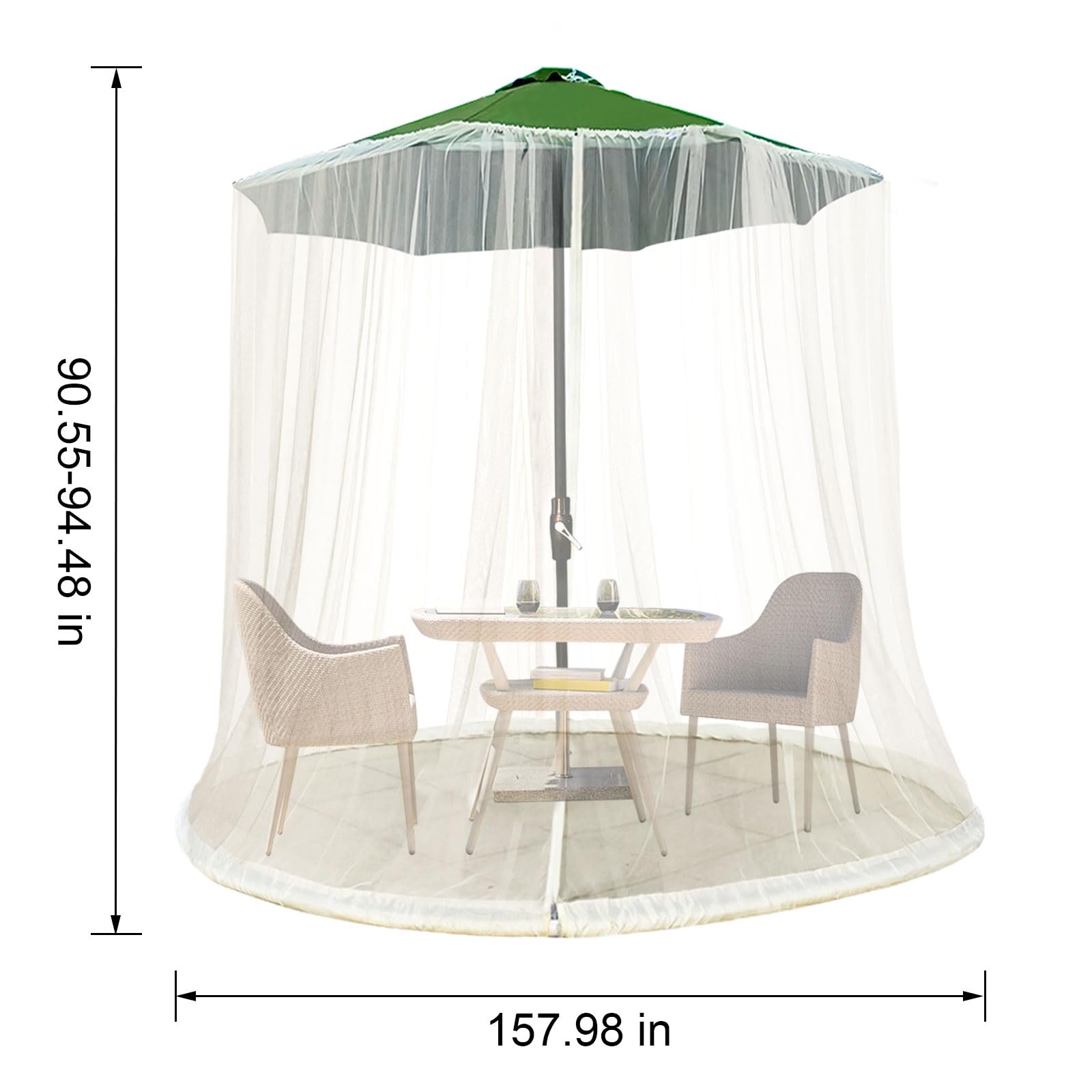 Jianyana Zanzariera per Ombrellone da Giardino 4m*2.4m Anti Insetti per Esterni Gazebo Progettata per Ombrelloni da Viaggio