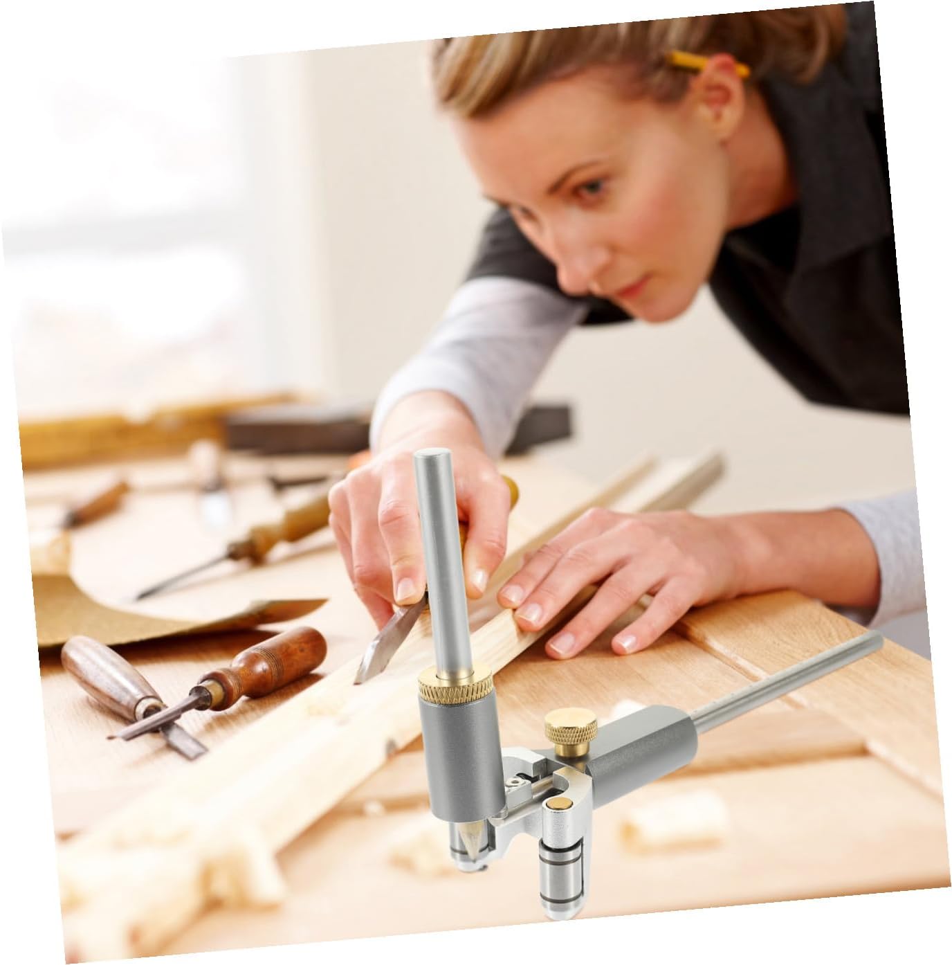 Two-in-one Adjustable Handheld Scriber Tool 0-120mm Curved and Parallel Line Marking Gauge for Woodworking and Outdoor Use Portable Sturdy Measuring Accessory Random Color