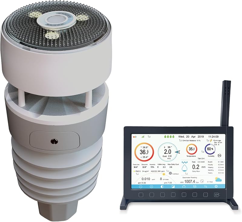 ECOWITT Wittboy Wetterstation HP2564, 7-in-1-Funkwetterstation mit Außensensoren, 7-TFT-Farb-Touchscreen-Innenkonsole, Empfang der Wettervorhersage für den Hausgarten, 868 MHz