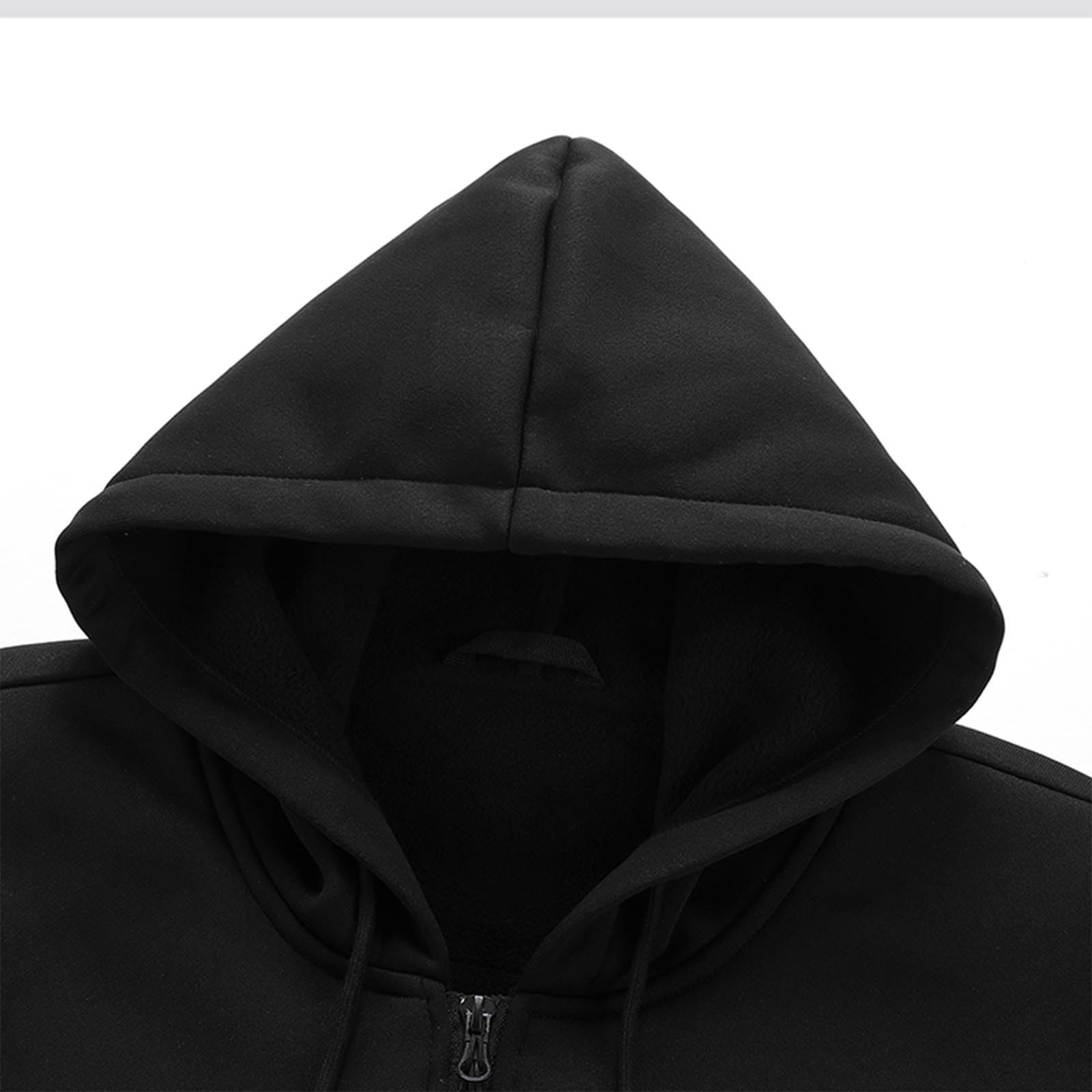 Blouson Chauffant Hommes 17 Zones Sans Batterie Manches Longues Capuche Zip Pocket