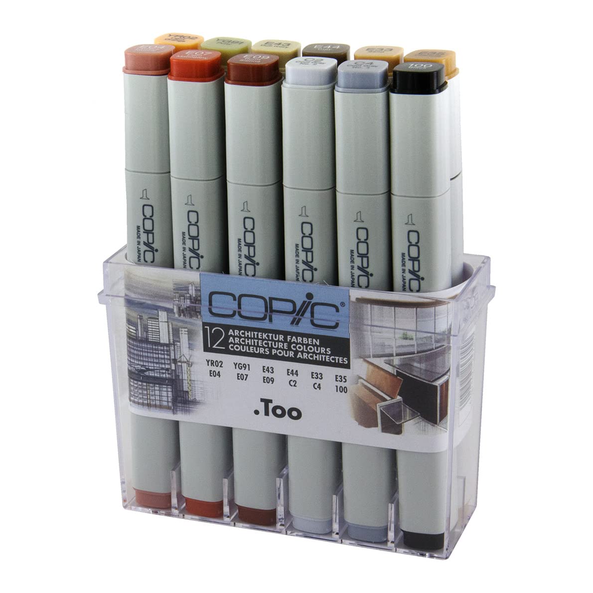 Copic Classic mimarisi-Set Marker 12-ER set YR02, YG91, E43, E44, E33, E35, E04, E07, E09, C2, C4, 100