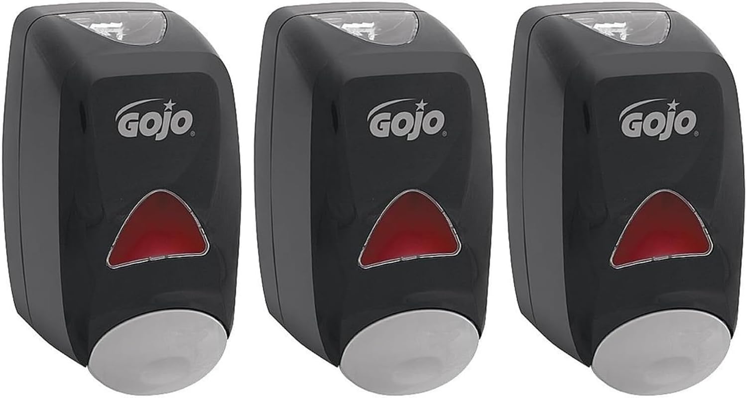 GOJO FMX-12 Push-Style Foam Soap Dispenser,Black,for 1250 mL FMX-12 Foam Soap Refills - 5155-06,(Pack of 3)