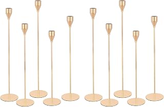Candle Holders Set of 10, Candlestick Holders Gold Candle Holders Metal Candle Sticks Holder Fits 3/4 Inch Thick Candle for Wedding Candlelight Dinner Party Anniversary Dinning Decorations
