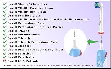 Oral B Compatible Replacement Electric Toothbrush Heads - 4 Pack, Gentle Clean for Sensitive Gums