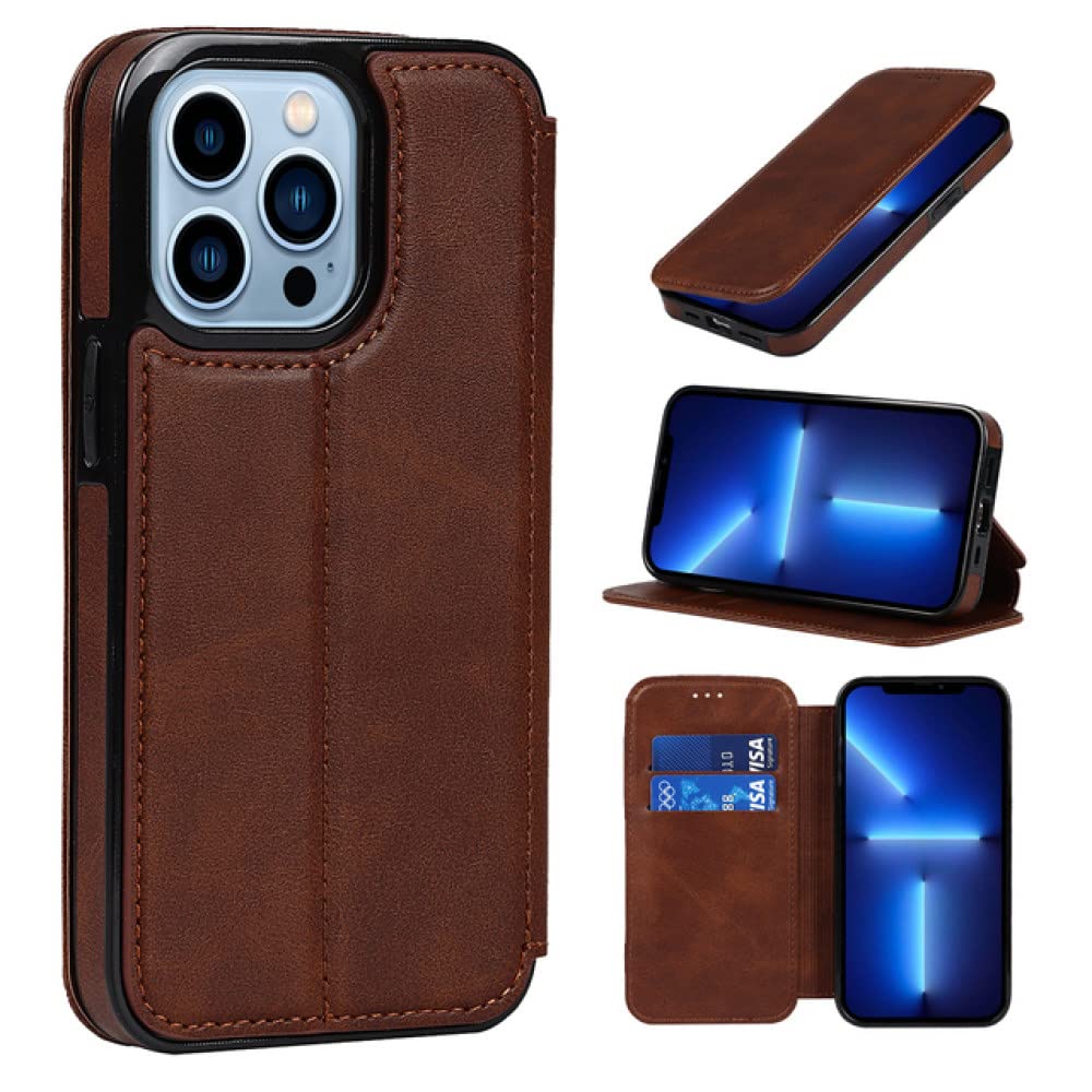 Housse clapet iPhone 13 Mini marron dotée d'un support vidéo intégré - 6