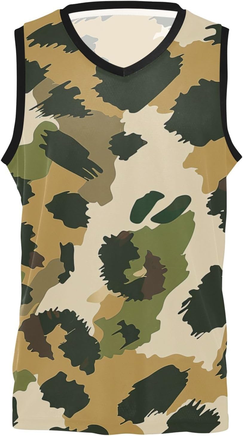 Army Green Leopard Print Khaki Basketball Sweatshirt Lightweight Baseball Jersey Men for Men and Women Team Scrimmage