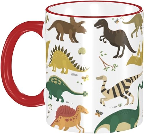 Taza de café vintage de dinosaurio de cerámica con asa, tazas de té, tazas para café, tazas para beber, regalos para mujeres y hombres, tazas de