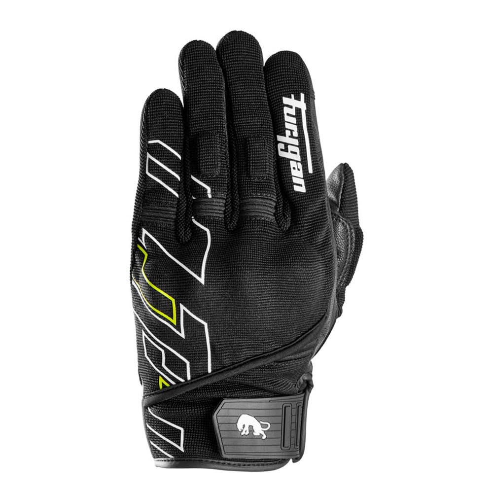 Furygan Jet Neon D3O - Gants Moto et Scooter Homme Été Homologués CE - Paume 100% Cuir - Textile Respirant - Tactile, Protection D3O