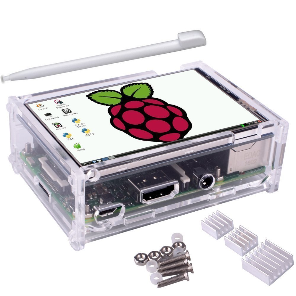 TFT Touch Screen, Kuman 3.5 inch 320x480 Resolution TFT LCD Display with Protective Case + 3 x Heat Sinks+ Touch Pen for Raspberry Pi 3 Model B, Pi 2 Model B & Pi Model B (TFT Touch Screen) …