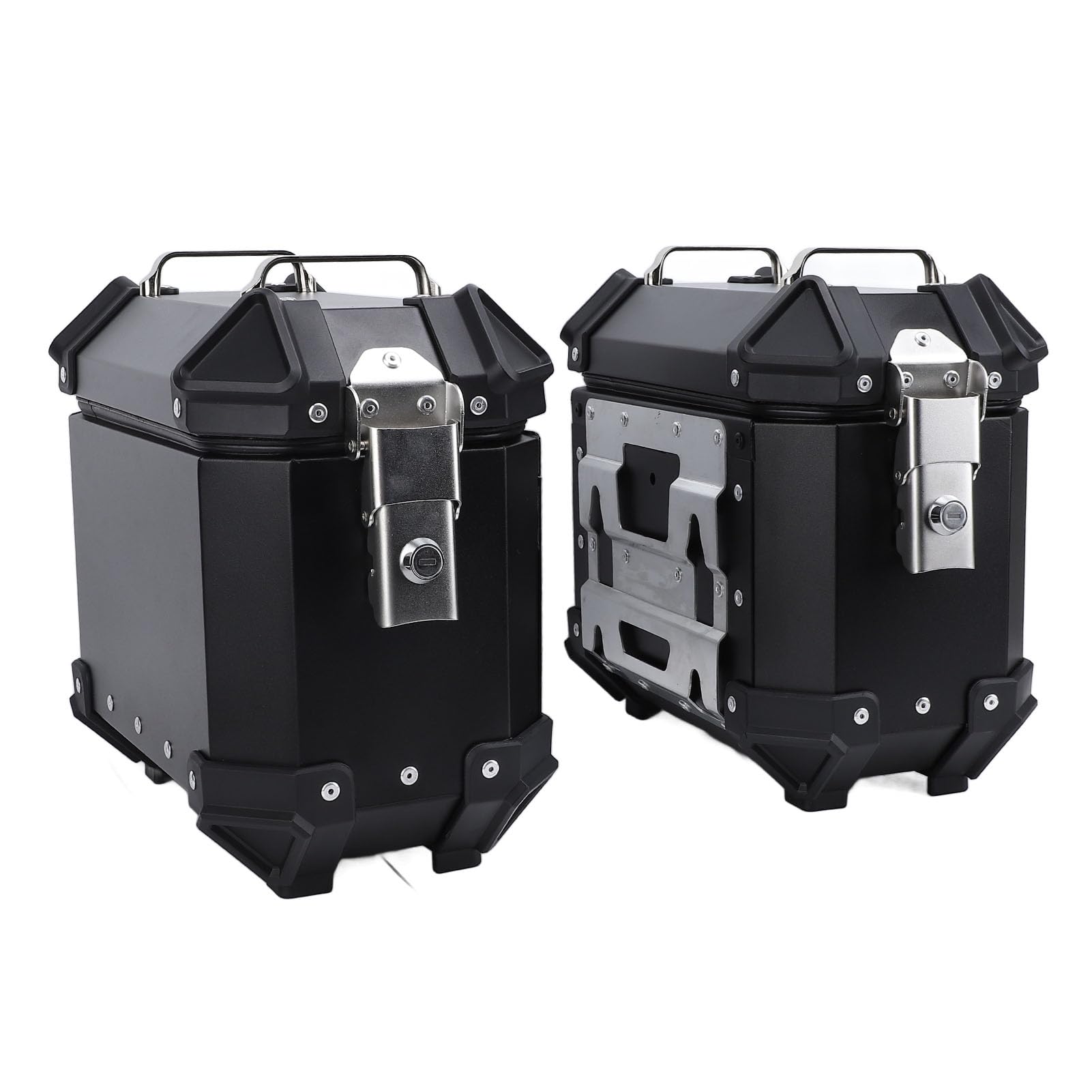 Valise Latérale de Moto 18l, Boîte de Selle Rigide en Alliage D'aluminium avec Serrure de sécurité et Poignée pour Bagages de Casque (BLACK)