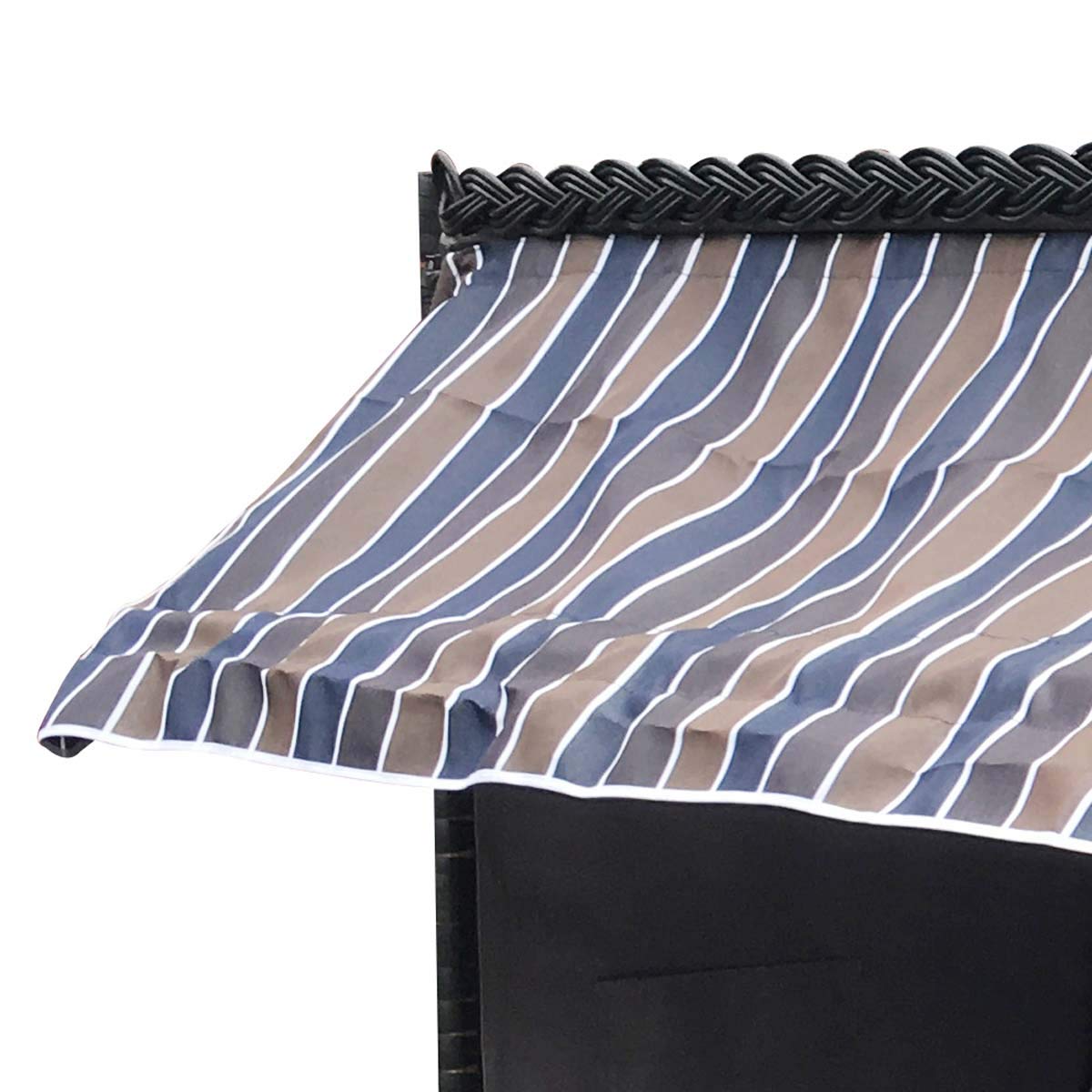 BRAST Corbeille de plage mer Baltique Helgoland 160x90x74 bonmarché pour deux en osier matériaux résistante, polyrattan, housses amovibles et lavables - brun/bleu/blanc/gris rayée