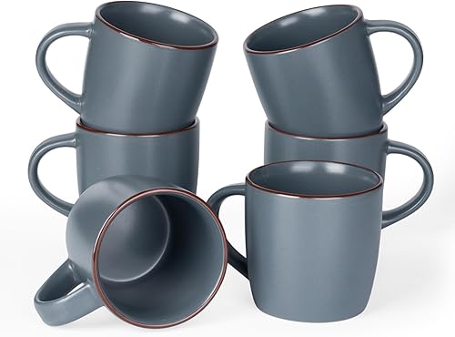 Miniatura 30 de famiware Mercury - Tazas de café de 13 onzas, juego de 4 tazas de café con asa, tazas para café con leche, té caliente, capuchino, moca, cacao,