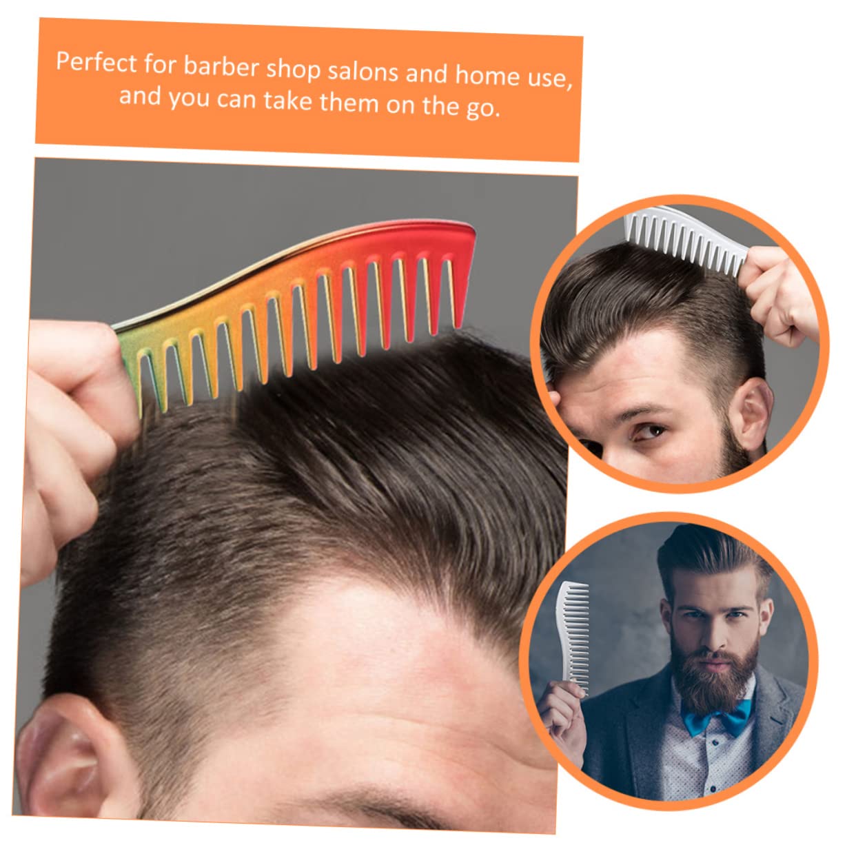 Healeved 3 Set Di Pettini Da Parrucchiere Per Uomo Pettini Per in Abs Pettine Tascabile Portatile Per Barba E 2 Pezzi * 3
