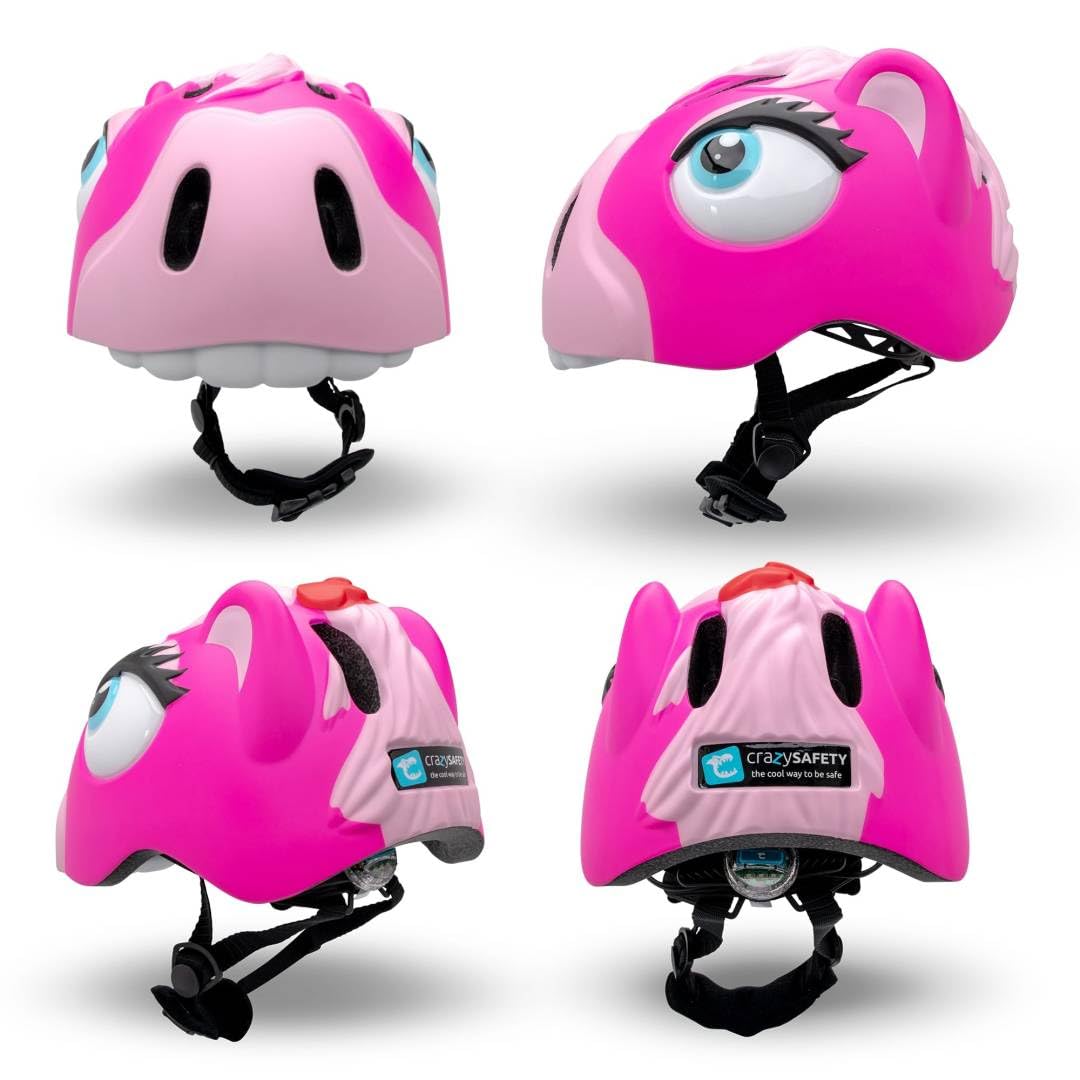 Casco de Bicicleta para niño Crazy Safety | Casco de Bici para niño de 2 a 7 años para Skate, Bicicleta, Patinete, monopatin | Casco de Animal 3D Ligero y Ajustable 49-55 cm (Poni Rosa)