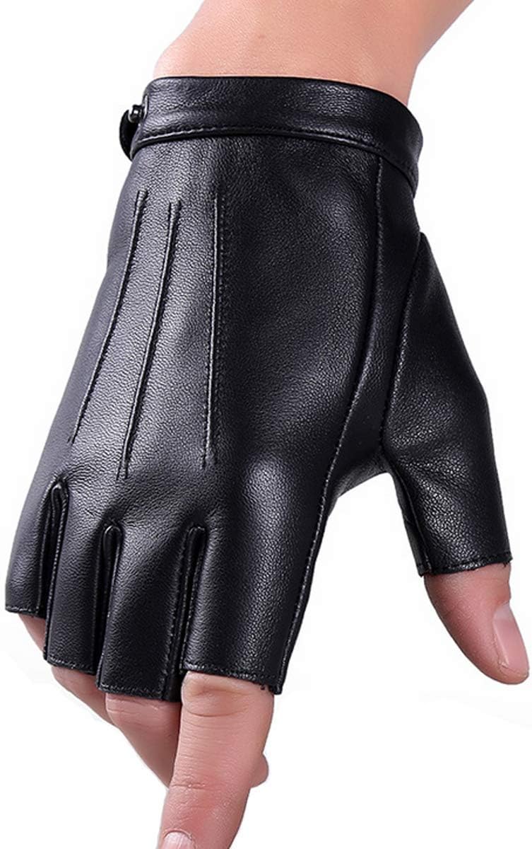 Winter Ethiopian Genuine Leather Fingerless Gloves Wool Touchscreen Texting Dress Driving Glove for Men Women