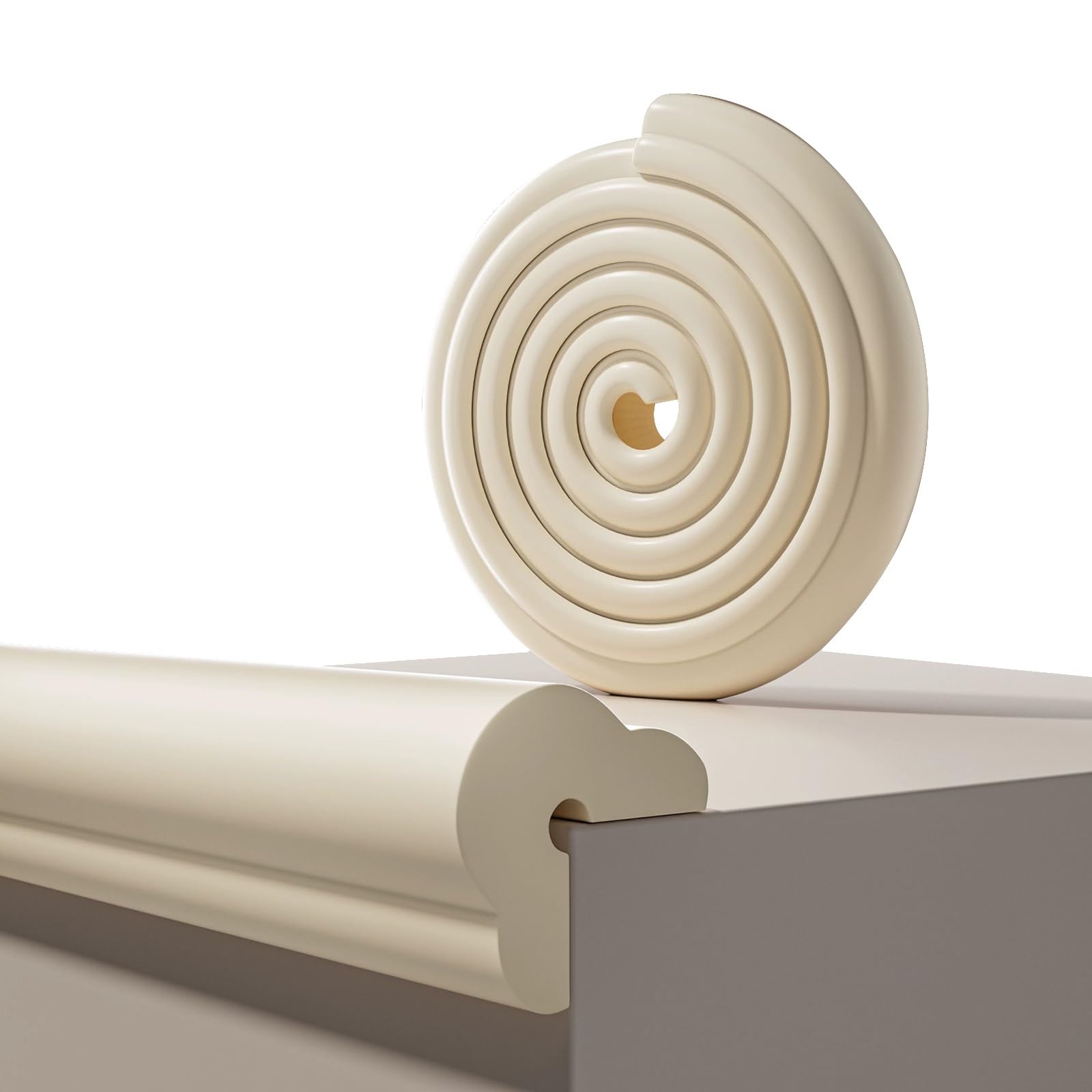 Edge Protector, Self Adhesive Backing, NBR Foam Rubber, Furniture Corner Protectors, Thickened 0.6 In, for Wood, Glass, Marble Surfaces(Beige,8m/26.2ft)