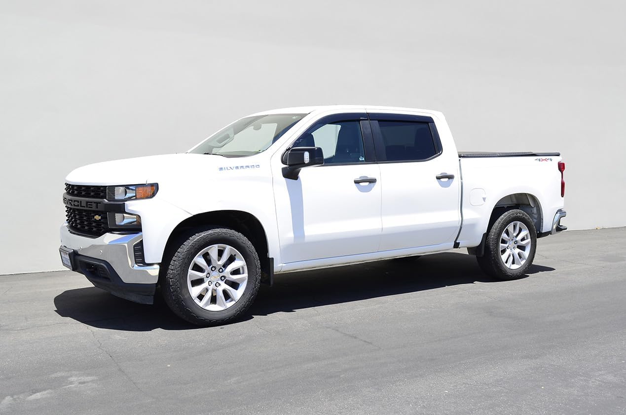 WellVisors Window Visors Wind Deflectors Compatible with Chevrolet Chevy 2019-2026 Silverado GMC Sierra Crew Cab with Black Trim Rain Guards 3-847CH031