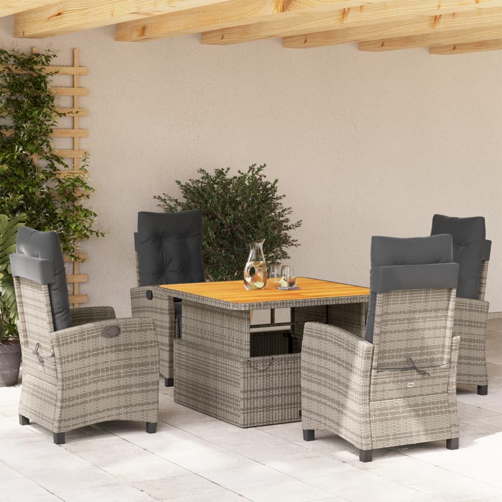 Gecheer Muebles de Comedor de jardín,Comedor de Jardin Exterior,Comedor de Jardin Ratan,Set Comedor de jardín 5 Piezas con Cojines ratán sintético Gris 8##