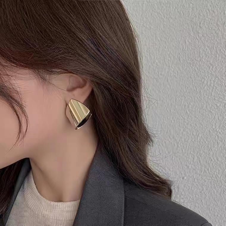 Chunky Gold Earrings for Women Minimalism Unique Abstract Geometric Statement Stud Earring Large Square Chunky Silver Earrings Fashion jewelry Gift - Image 8