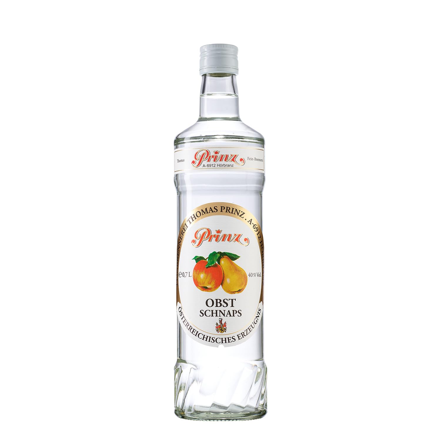 Prinz - Obst Schnaps | Traditionelle Schnapsspezialität aus Äpfeln und Birnen | Angenehm fruchtig | Mehrjährig im Steingut gereift, 40% vol, 0.7 l