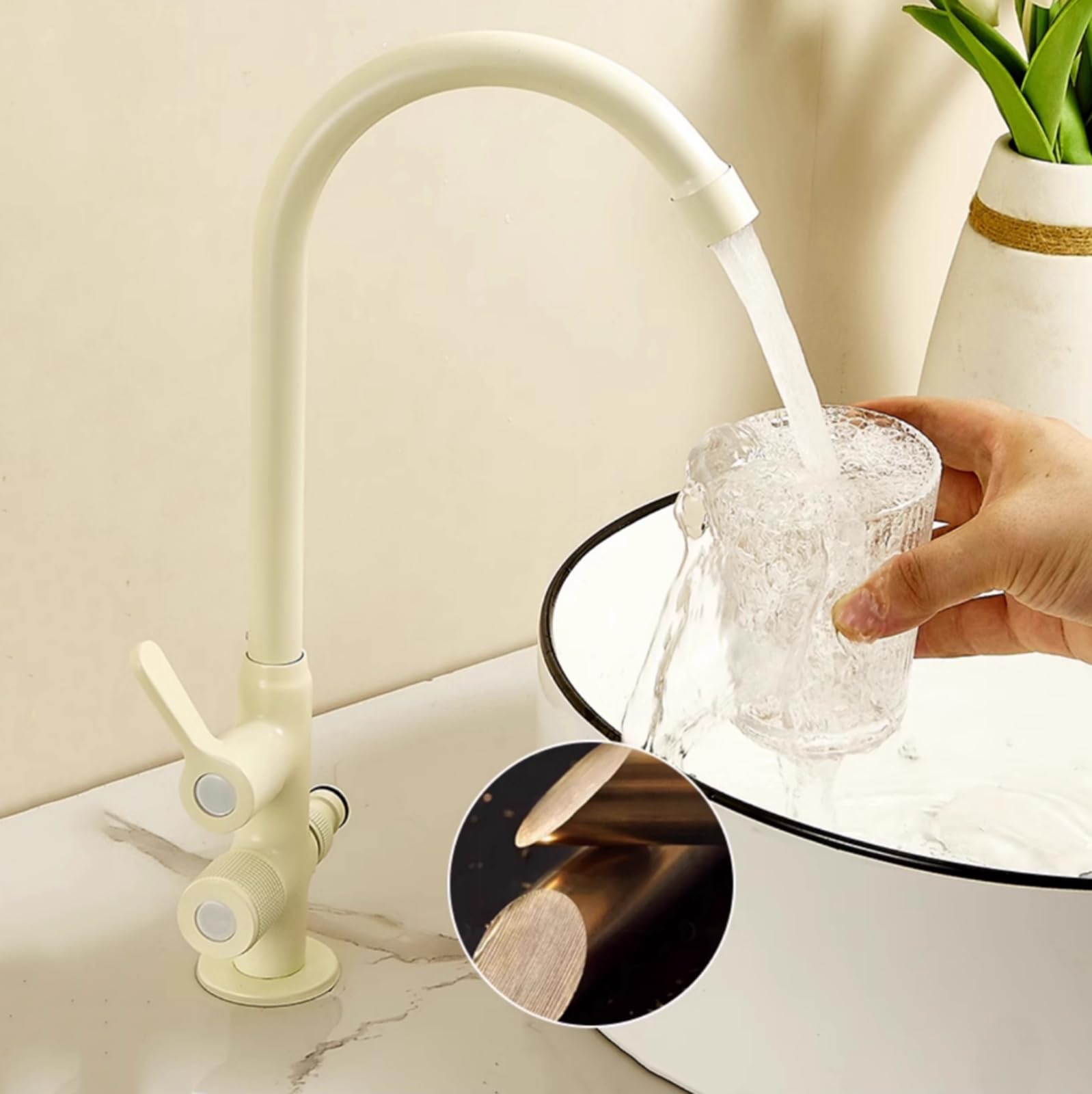 Grifo Exterior Doble Salida Grifo Para Lavadora Y Lavavajillas Latón Solo Agua Fría,Negro